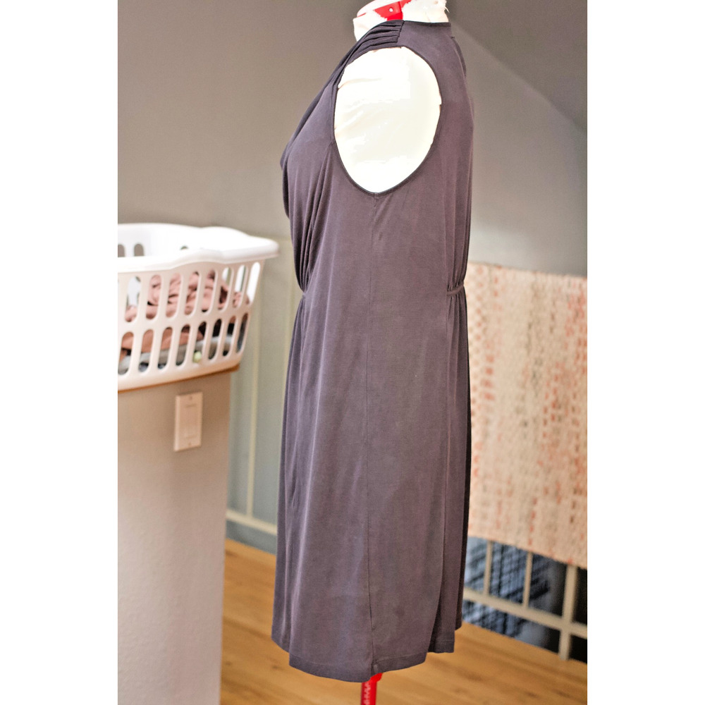 Maeve Women’s Medium Sleeveless Cowl Neck Dress Charcoal Gray Modal Midi - Picture 4 of 11
